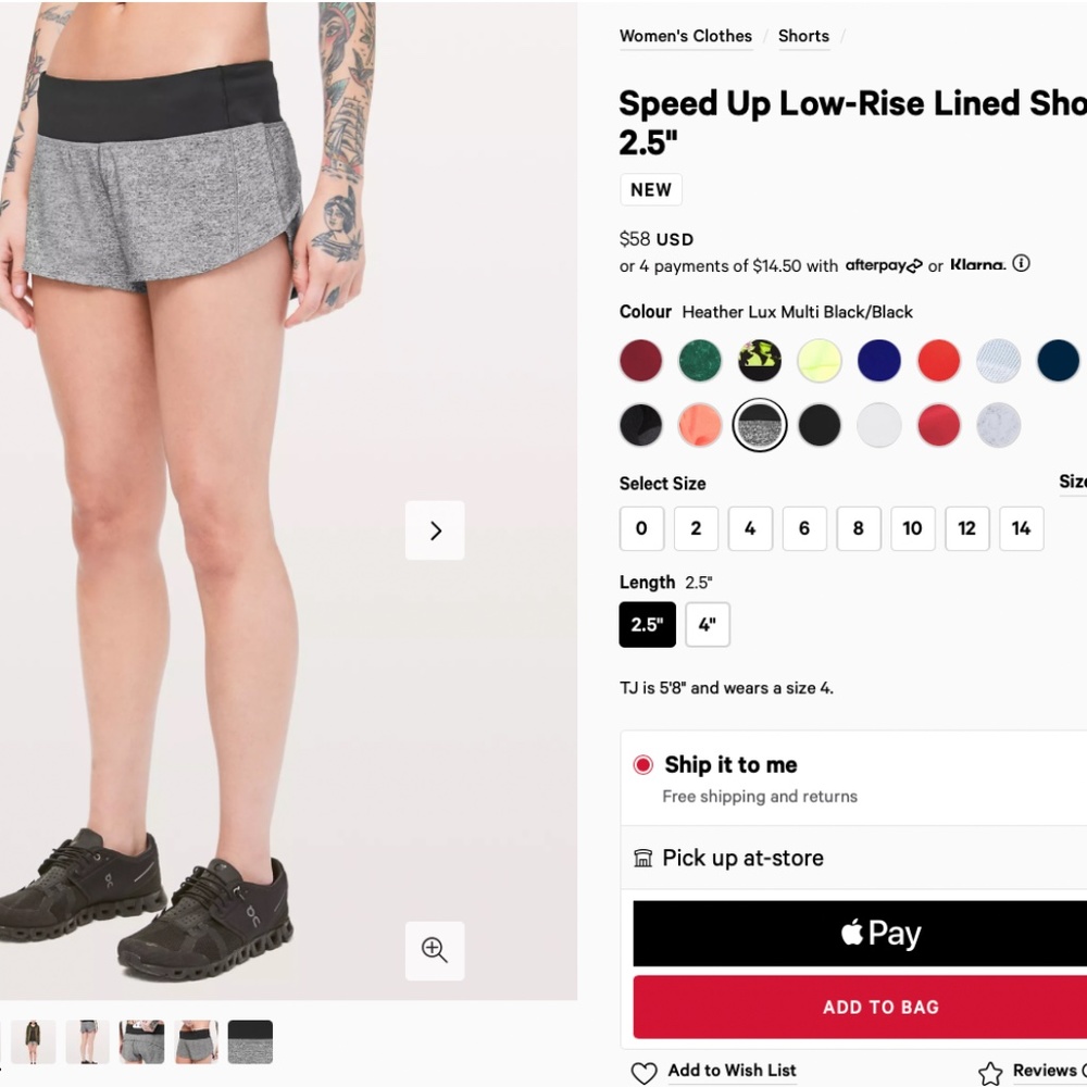 Lululemon Heather Gray Speed Up Shorts 2.5"